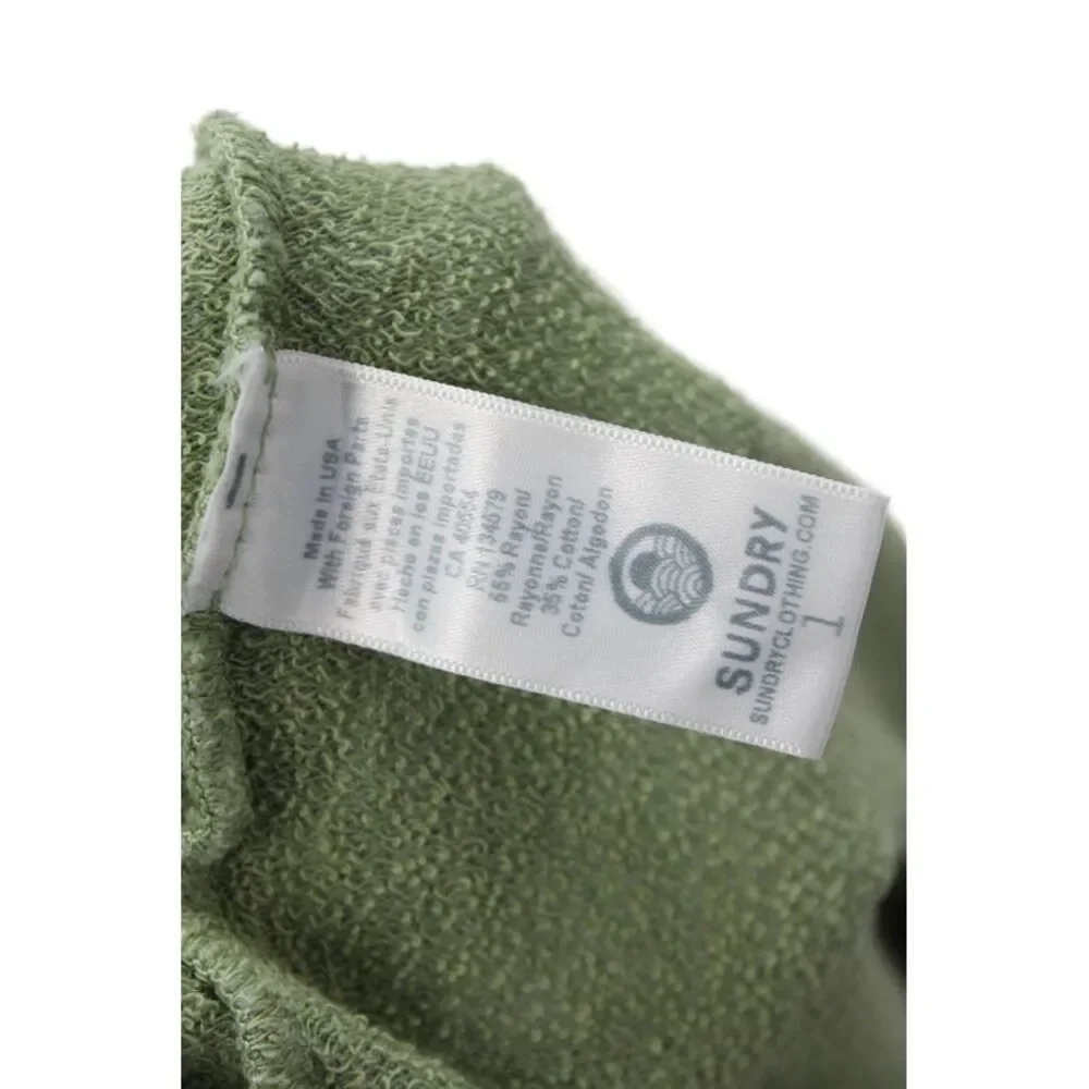 Sundry Womens Cotton Long Sleeve Round Neck Tie Dye Sweater Green Size 01